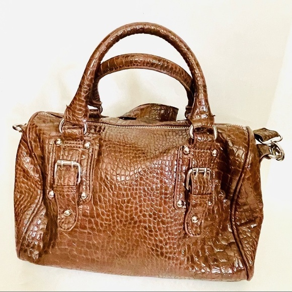 Steve Madden Brown Faux Alligator Crossbody Shoulder Bag Purse - Picture 6 of 10